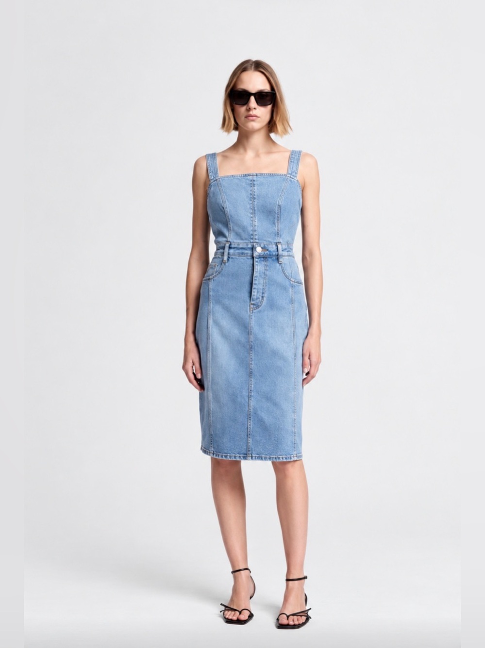 💙 7 FOR ALL MANKIND Seamed Denim Midi Dress Large 💙